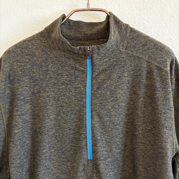 Lululemon Mens Large "Surge Warm 1/2 Zip" Running Top Heather Utilitarian/Black - Picture 5 of 15